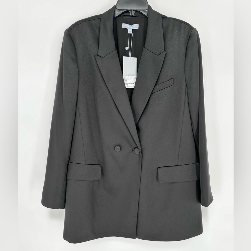 Jelene Satin Jacket- Long Sleeve Button Front- Women’s SZ 14- Black NWT